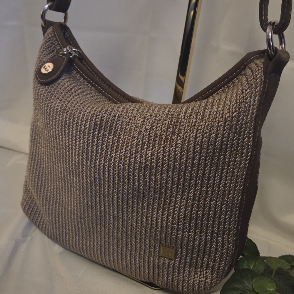 The Sak Woven Crochet Shoulder Bag Neutral Boho Hobo Purse - Picture 4 of 11
